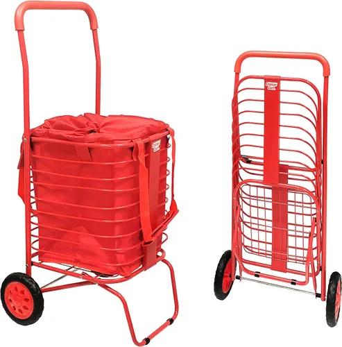 Vista 9 de dbest products - Carrito Cruiser Deluxe 2 para compras y comestibles con ruedas, cesta de lavandería plegable, carrito de utilidad compacto, ligero
