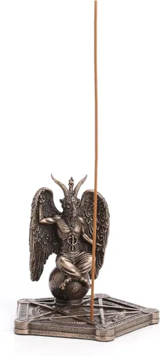 Vista 6 de Veronese Design Quemador de incienso Baphomet de 4 1/2 pulgadas, estatua de resina de pentagrama, acabado de bronce