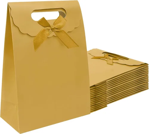Vista 11 de Bolsas de regalo Patdefie con asas tamaño pequeño 7×4×10 pulgadas 16 piezas tamaño mediano para cumpleaños, fiesta, recuerdo, boda, aniversario