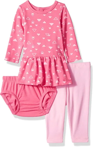 Vista 5 de Hanes Ultimate Baby Flexy - Vestido de manga larga con cubierta de pañales y leggings Rosado Stripe