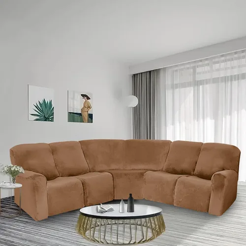 Vista 10 de ele ELEOPTION Funda reclinable modular de 5 plazas, 7 piezas, fundas para sofá reclinable en forma de L, protector de muebles, grueso, suave, Gris