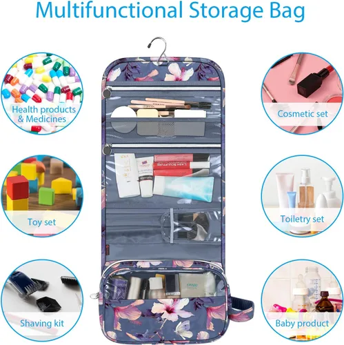 Vista 5 de Fintie Bolsa de viaje portátil para cosméticos y artículos de aseo, gran organizador colgante resistente al agua para maquillaje y almacenamiento