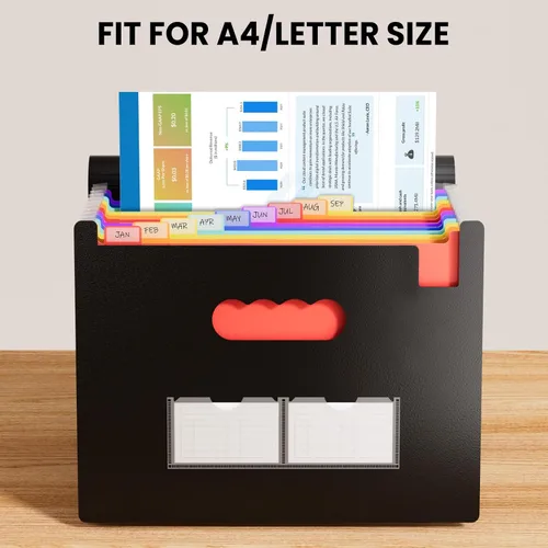 Vista 3 de Sooez - Organizador de archivos de acordeón, carpeta expandible con 13 bolsillos, organizador portátil mensual para papel, facturas, impuestos