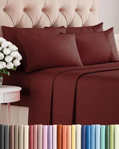 Vista 100 de Juego de sábanas Twin de 4 piezas - Cómodo, transpirable y refrescante - Juego de ropa de cama de lujo de hotel ultrasuave con bolsillos profundos