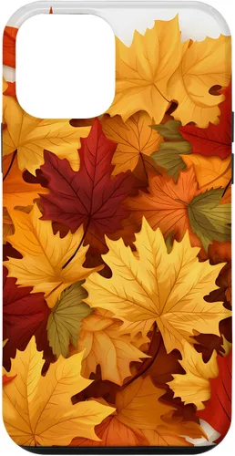 Vista 16 de Carcasa para iPhone 16 con texto en inglés "Fall Foliage Gathering of Autumn Leaves