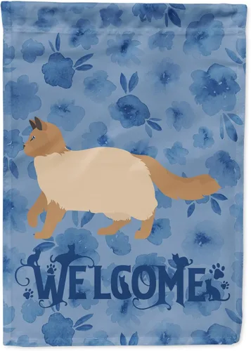 Vista 22 de Caroline's Treasures CK4813CHF - Bandera de bienvenida con gato abisinio azul, manga grande, para porche, para colgar en la pared, poliéster
