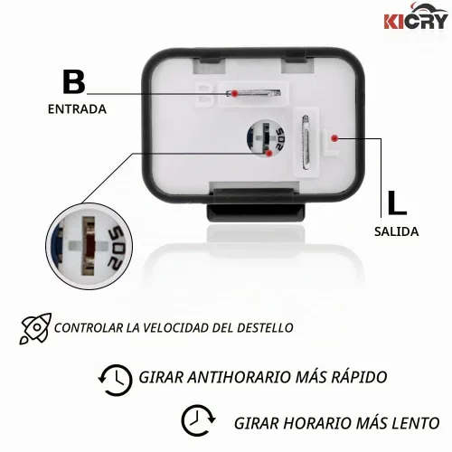 Vista 4 de Relé electrónico intermitente LED de velocidad ajustable de 12 V de 2 pines para señal de giro de motocicleta, reemplazo directo, relé universal