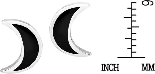 Vista 4 de Adorables pendientes de plata de ley 925 con incrustaciones de ónix negro de imitación, Resina