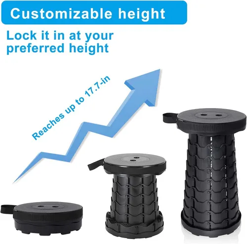 Vista 5 de VOLIXOD Taburete telescópico plegable portátil, taburete retráctil para adultos, asientos plegables mejorados con capacidad de carga de 550 libras