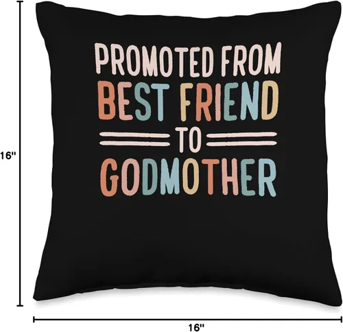 Vista 4 de Godmother Gifts for Godparents on Baptism Day Cojín promocionado de Best Friend to Godmother de 16 x 16 pulgadas, multicolor