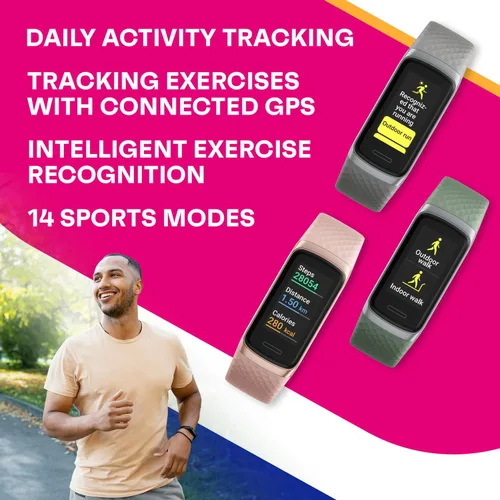 Vista 3 de OCTANDRA Active 2 VeryFit Fitness Tracker Ritmo cardíaco SpO2 Saturación de oxígeno en sangre Monitor de sueño Pantalla de 1.05 pulgadas, contador
