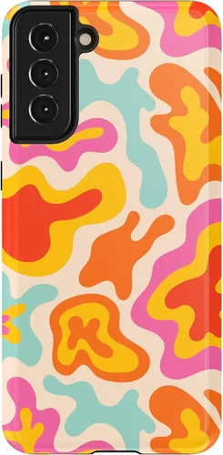 Vista 63 de Casely Funda para Galaxy S21 Here Comes The Sun Colorblock Sunset Diseño protector delgado esencial de doble capa Aquí viene el sol