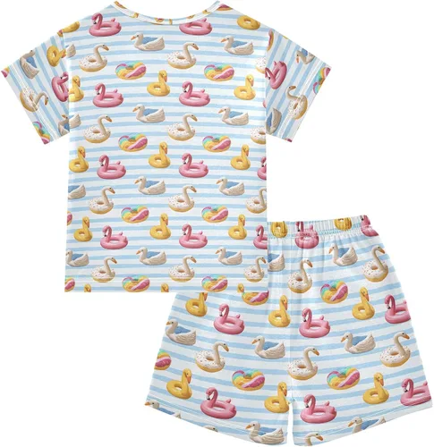 Vista 2 de panksolu Pajama Sets Short Sleev Cotton Sleepwear Summer Pjs 2 Piece for 5-14Y