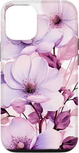 Vista 28 de Funda para iPhone 17, diseño de flores de magnolia rosa y morado lavanda