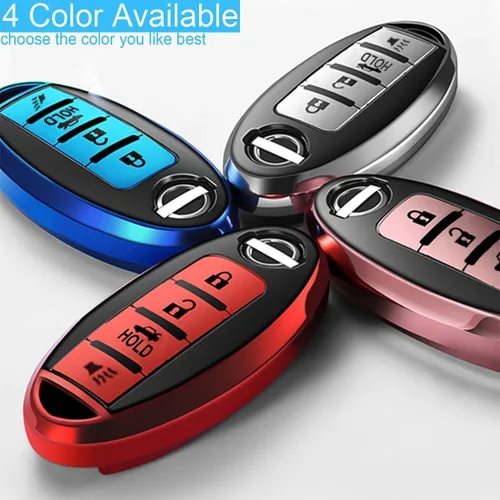Vista 6 de Intermerge Funda para llavero Nissan Pathfinder Smart Premium Soft TPU Key Cover-Azul