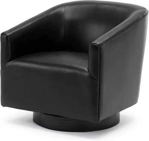 Vista 3 de NewCosmos Silla giratoria con base de madera negra Garland