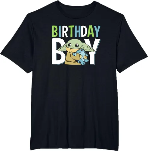 Vista 29 de Star Wars: The Mandalorian Grogu Birthday Boy Hug Blue Green T-Shirt Negro
