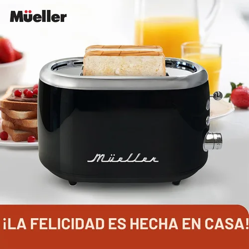 Vista 8 de MUELLER HOME Tostadora retro de 2 rebanadas, 7 niveles de tostado 3 Functions (Reheat, Defrost, Cancel), Stainless Steel Features, Removable Crumb