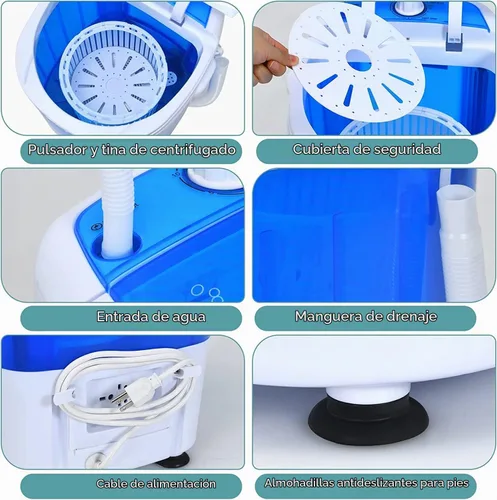 Vista 2 de MEDIMALL Lavadora portátil, mini lavadora y secadora combinada con capacidad de lavado de 5.5 libras, cesta de ciclo de centrifugado, manguera