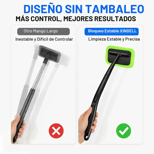 Vista 4 de Xindell - Limpiador de ventanas de coche - Juego de limpiaparabrisas, capó de microfibra, limpiador exterior e interior de coche con mango largo