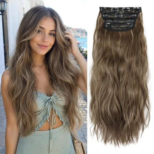 Vista 14 de Extensiones de cabello lacio con clip, suaves y gruesas (20 pulgadas, 4 unidades, 16H613#)