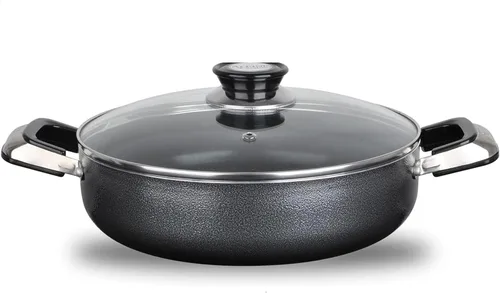 Vista 19 de Alpine Cuisine Olla antiadherente de 2.2 cuartos de galón con tapa de vidrio templado y asas de transporte, utensilios de cocina multiusos, horno