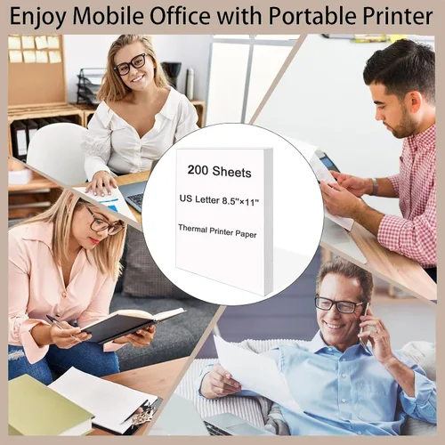 Vista 7 de Papel térmico de 8.5 x 11 pulgadas para impresora portátil, 200 hojas, sin