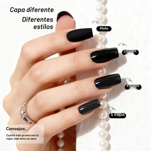 Vista 5 de OpenLive Esmalte de uñas negro de 0.6 fl oz, gran volumen, secado rápido, secado rápido y de larga duración, arte de uñas de color para bricolaje