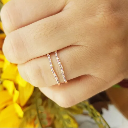 Vista 17 de Dazzlingrock Collection Anillo de protección redondo alternativo de zafiro rosa y diamante blanco para mujer en oro macizo de 10 quilates
