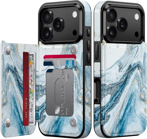 Vista 357 de LETO para iPhone 15 Pro Funda tipo cartera - Tapa tipo folio con patada - Diseños de moda - Tarjetero - Funda protectora para mujeres y niñas - 6.1