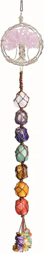 Vista 29 de Árbol de la vida hecho a mano con 7 piedras de chakras, cristales curativos, adorno colgante para decoración del hogar