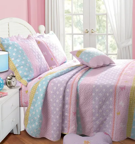 Vista 14 de Greenland Home Colección de edredón 100% algodón, prelavado, juego de edredón reversible, 2 piezas, individual/XL, Bliss