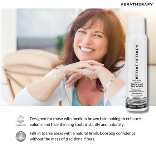 Vista 6 de Keratherapy Spray espesante de fibra con infusión de queratina, marrón medio, 4 onzas líquidas, 4.7 fl oz – Laca para el cabello voluminizadora