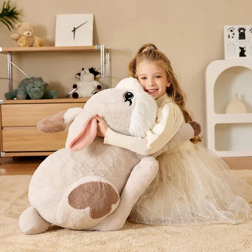 Vista 3 de EARTHSOUND Juguete de peluche con diseño de conejo gigante, conejo de 23 pulgadas de tamaño grande, juguetes suaves de tamaño jumbo, lindo y enorme