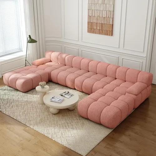 Vista 36 de Settab Sofá modular de nube modular de 118.5 pulgadas con otomana móvil, sofá de pana moderno de 4 asientos, asiento profundo, sofá sin hueso