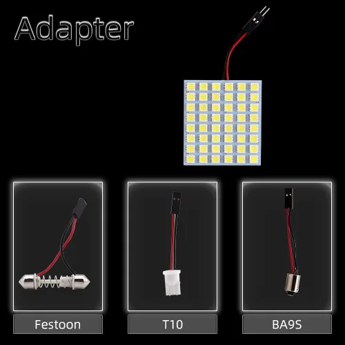 Vista 2 de GLL Super Blanco Ahorro de Energía 5050 48-SMD Panel LED Luz de Domo Auto Auto Auto Placa de Lectura Interior Techo Lámpara con Cable Interior T10