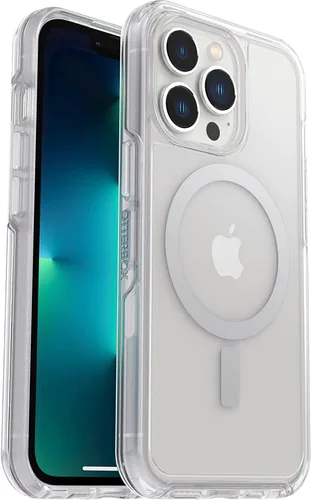 Vista 4 de OtterBox iPhone 13 Pro (Solo) - Funda Serie Symmetry Clear+ - Aura Ágata Ángel - Ultra Elegante - Se Ajusta a MagSafe - Bordes Elevados Protegen