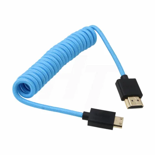 Vista 3 de 4K 60p 8K UHD Mini HDMI - Cable HDMI en espiral azul trenzado para Nikon D750 Sony Canon EOS R RP 5DIV ATOMOS Ninja V Portkeys Video Assist Monitor