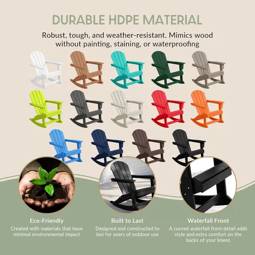 Vista 6 de WestinTrends Silla mecedora Malibu de poliéster para exterior/patio Adirondack, Negra