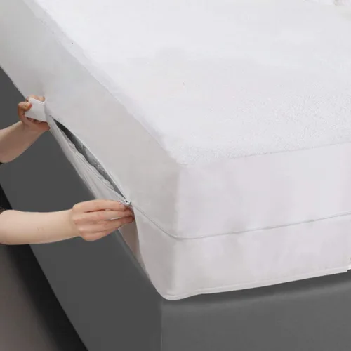 Vista 6 de Masirs Funda de colchón con cremallera - Impermeable, transpirable, silenciosa, lavable a máquina, suave parte superior de rizo para un cómodo sueño