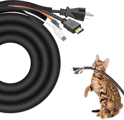 Vista 8 de Protectores de cable contra mascotas que no mastican, protectores de alambre de 1/2 pulgada y 10 pies para mascotas, fundas de cable para mascotas