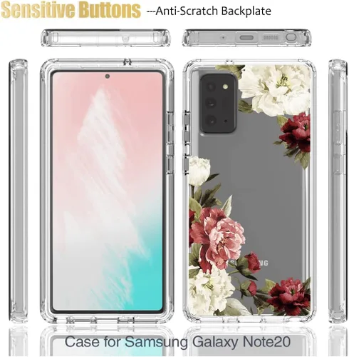 Vista 5 de Funda para Galaxy Note 20 5G/Samsung Note 20 SM-N981U con protector de pantalla de vidrio templado, funda protectora de cuerpo completo