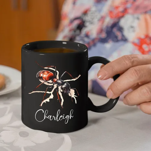 Vista 5 de Taza de café con nombre personalizado, regalo para amigo, compañero de trabajo, cumpleaños, taza de cerámica negra personalizada para amantes