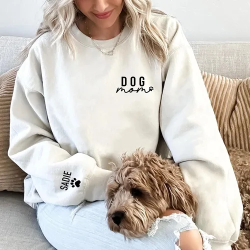 Vista 2 de Up2ournecksinfabric, Custom Dog Mom Sweatshirt - Women's Paw Sweatshirt Gift for Dog Lover Grey