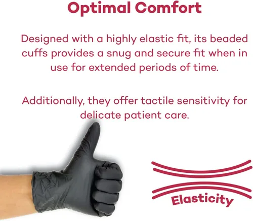 Vista 6 de Dealmed Black Nitrile Exam Gloves – Disposable Multi-Purpose Use Medical Gloves Use for First Aid and Medical Facilities
