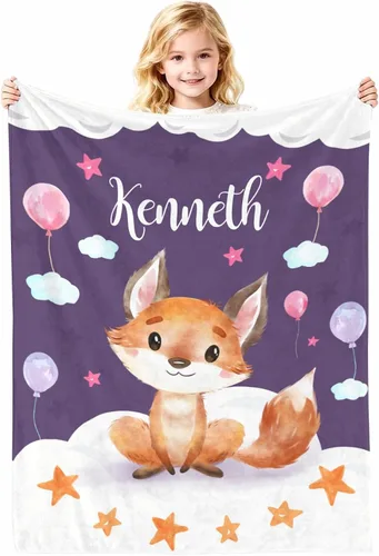 Vista 17 de Manta de bebé personalizada con nombre, cobijas de franela suaves y personalizadas con diseño de animales para recién nacidos, niños y niñas