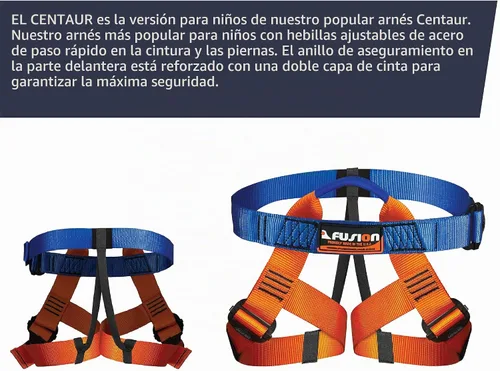 Vista 3 de Fusion Climb Centaur - Arnés de escalada para niños, arnés ajustable para niños para montañismo profesional, escalada en roca, arnés de seguridad