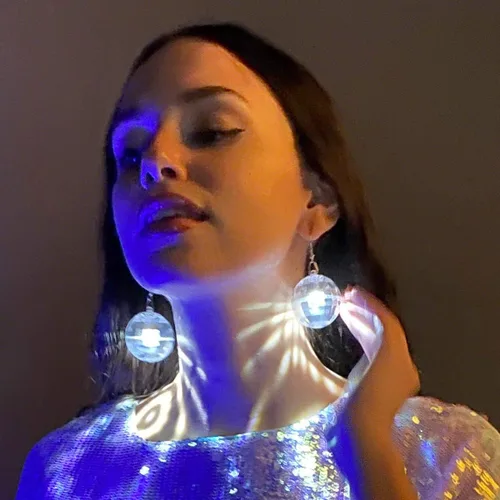 Vista 5 de Pendientes de luz LED con bola de discoteca para mujer, Plástico