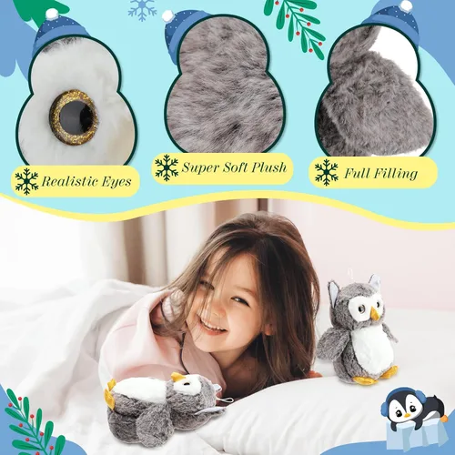 Vista 3 de Jenaai 6 piezas de animales de peluche de búho para bebés, juguete de peluche suave, búho relleno, recuerdos de fiesta de mago para niños pequeños