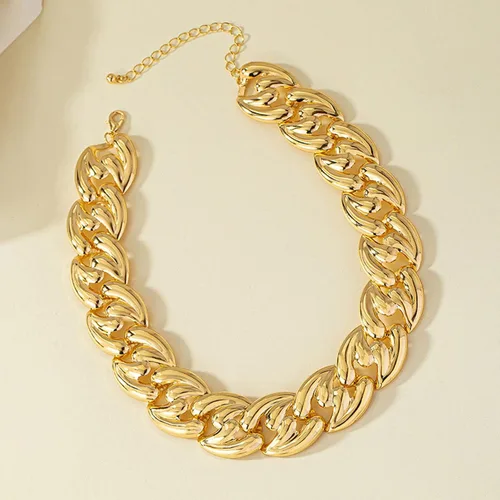 Vista 14 de Collar grueso de oro para mujer, gargantilla de oro, collar grueso de hip pop, collar de oro, joyería apilable, collar de barra en T, trajes